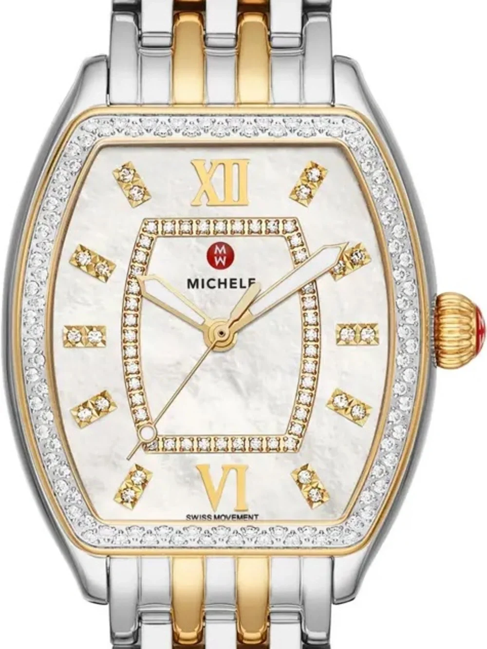 Michele Two-Tone Gold and Silver Mother-of-Pearl Diamond Accent Women's Watch